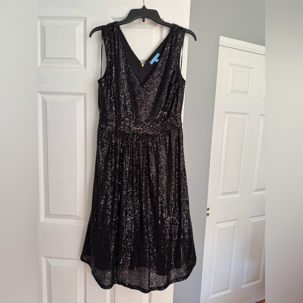 Draper James Black Sequin Midi Dress